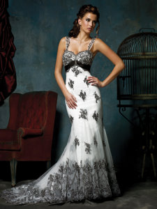 black and white wedding bridesmaid dresses