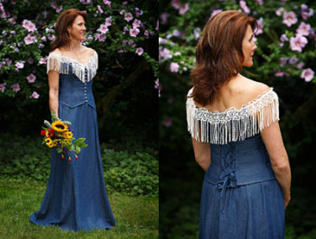 rentoblue jean denim western wedding dress