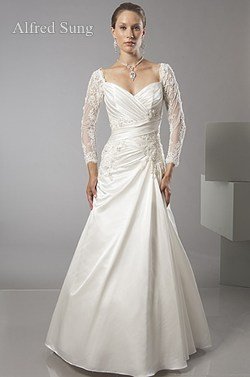 alfred sung long sleeved wedding dress