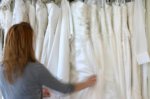 Bride shopping for a wedding dress
