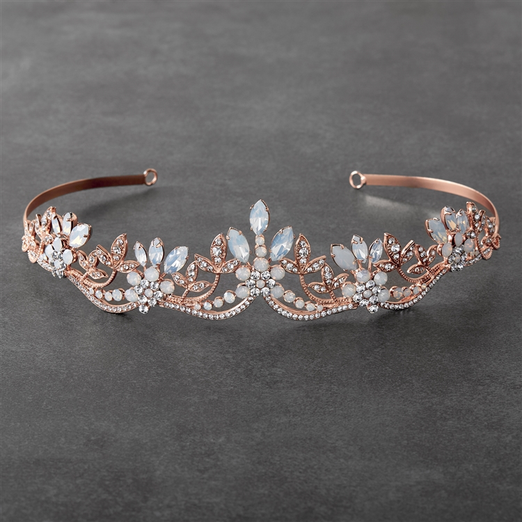 mariell rose gold crystal tiara