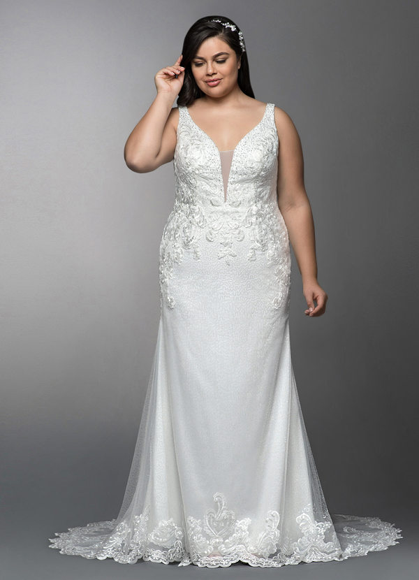 Plus size bridal gown Azazie Nelly style