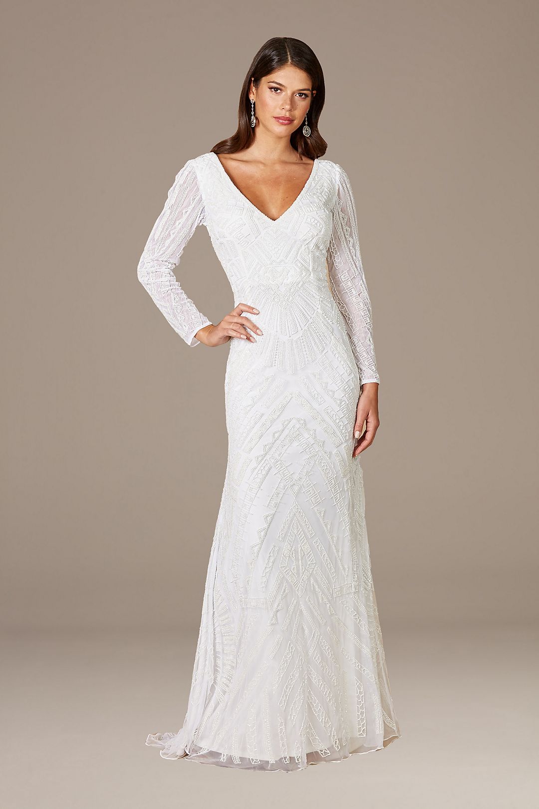 Long sleeve wedding gown Davids 51072