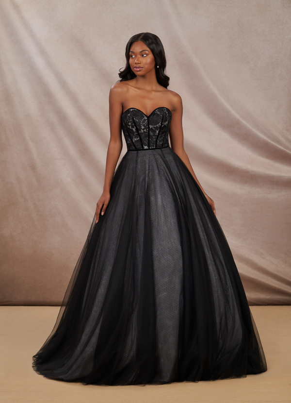 Azazie Persephone Black Tulle Wedding Dress