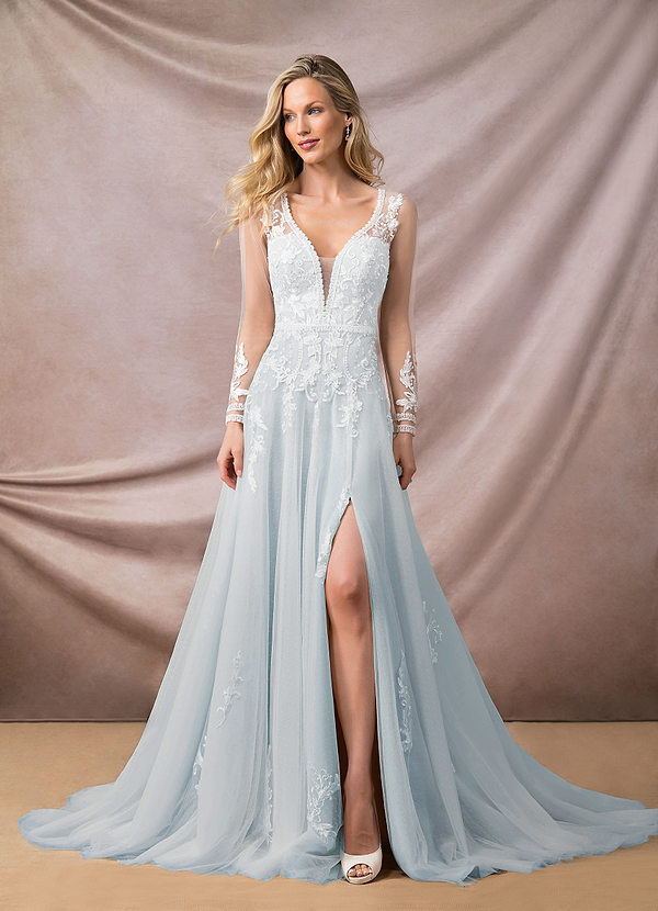 Cinderella Wedding Dress, Blue Ball Gown Wedding Dress, Bedazzle Wedding  Dress, Sky Blue Ballgown, Blue 3D Flower Wedding Dress Long Train - Etsy  Israel