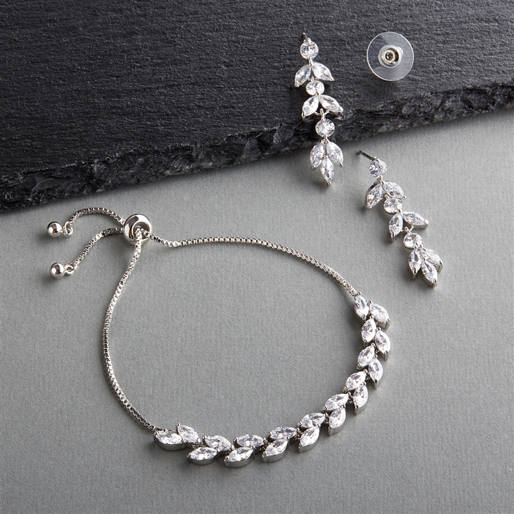mariell silver crystal bracelet and earring set mariell silver crystal bracelet and earring set