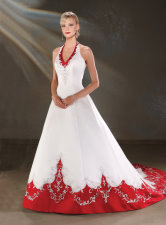 red and white wedding dress