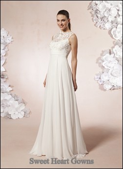 Ivory floor length wedding dress for mature bride